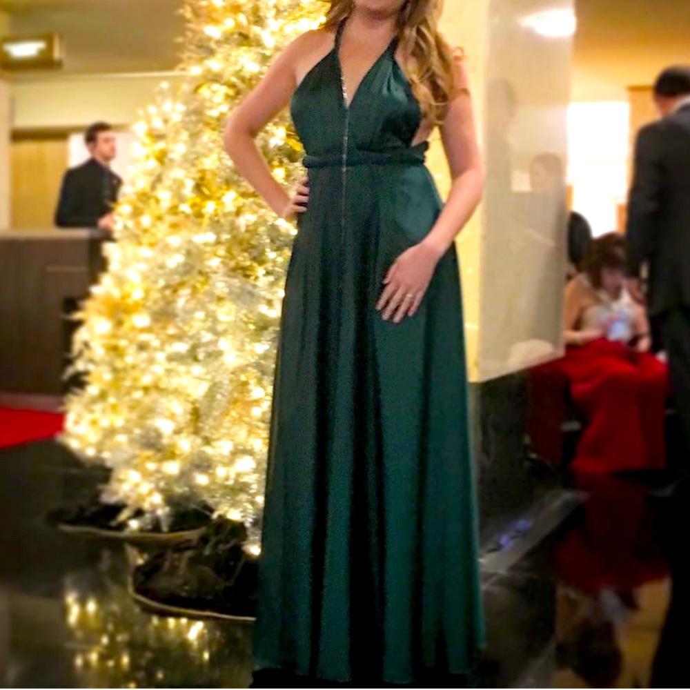Emerald Green Maxi Dress, Convertible Top